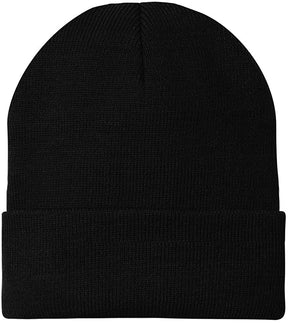 Made in USA - Black RED American Flag Embroidered Patch Long Cuff Beanie