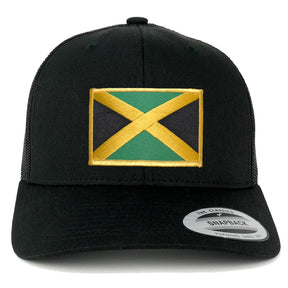 Flexfit Jamaica Flag Embroidered Iron On Patch Snapback Mesh Trucker Cap
