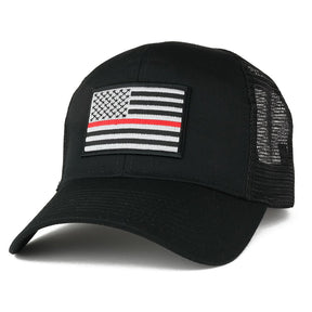 AC Racing USA American Flag Patch Snapback Trucker Mesh Cap - Black