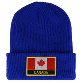 Armycrew Canada Flag Embroidered Patch Winter Ribbed Cuffed Knit Beanie