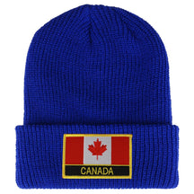 Armycrew Canada Flag Embroidered Patch Winter Ribbed Cuffed Knit Beanie