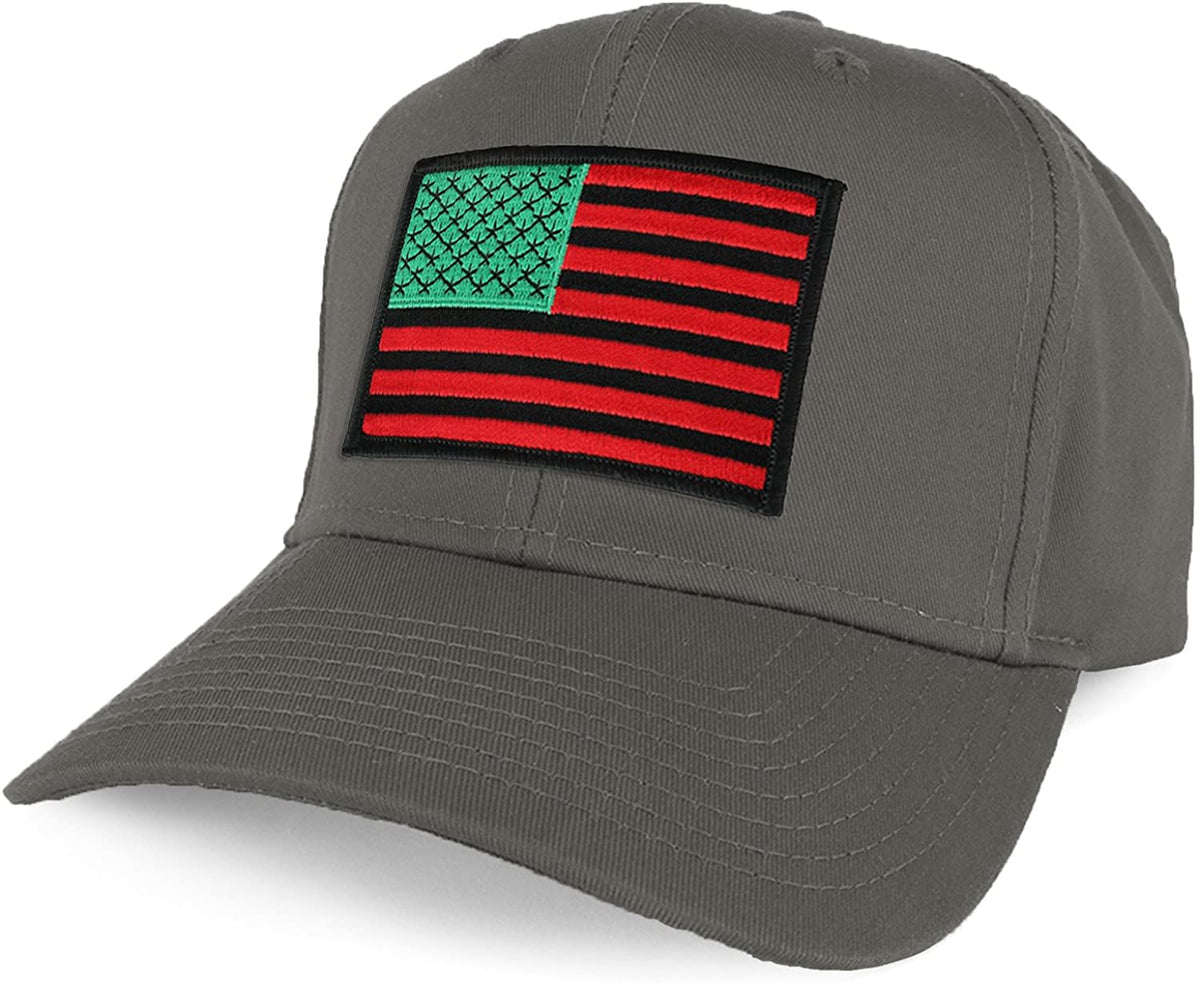 Armycrew XXL Oversize Red Green Black USA American Flag Patch Solid Baseball Cap