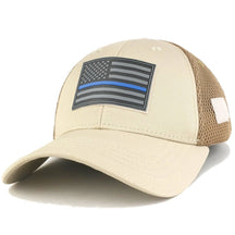 Armycrew Thin Blue Line American Flag 3D Rubber Tactical Patch Low Crown Adjustable Mesh Cap