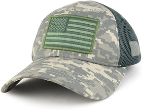 Armycrew US American Flag Olive Embroidered Patch Low Crown Adjustable Tactical Mesh Cap