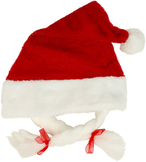 Armycrew Mrs. Santa's Christmas Red White Felt Hat with Braids and Pigtails