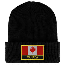 Armycrew Canada Flag Embroidered Patch Winter Ribbed Cuffed Knit Beanie