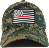 Armycrew Thin Red Line 2 American Flag Embroidered Patch Camo Baseball Cap - MCU