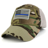 Armycrew USA Thin Blue Line Flag Tactical Patch Cotton Adjustable Trucker Cap