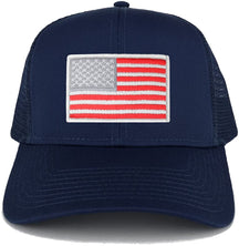Armycrew USA American Flag Embroidered Patch Snapback Mesh Trucker Cap - Navy