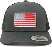Armycrew American Flag Patch Snapback Trucker Mesh Cap - Charcoal