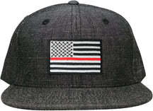 Washed Denim USA American Flag Embroidered Iron on Patch Snapback - BLK - Black Grey