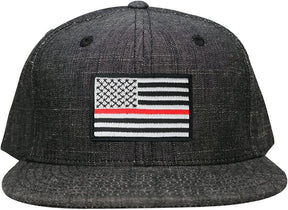 Washed Denim USA American Flag Embroidered Iron on Patch Snapback - BLK - Black Grey