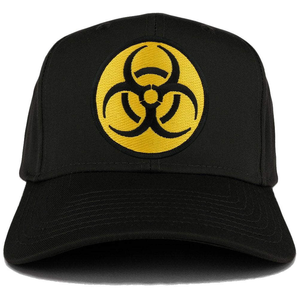 Biohazard Circular Yellow Black Embroidered Iron on Patch Adjustable Baseball Cap