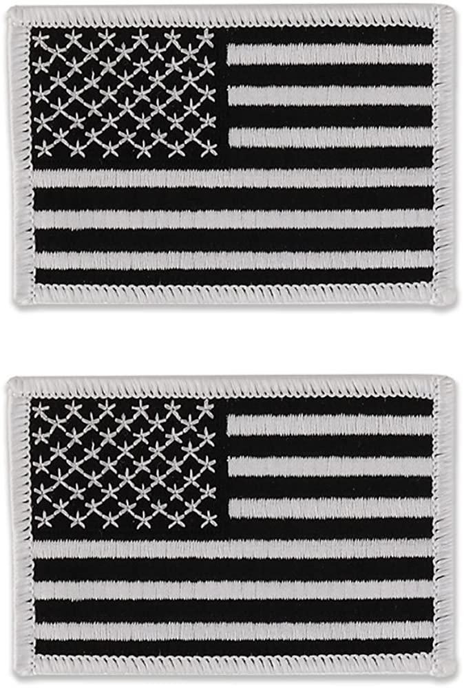 US Flag, Waving, White Border, Patriotic, Embroidered, Iron on Patch
