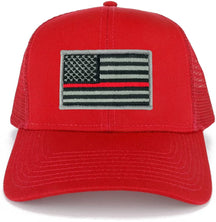 USA American Flag Embroidered Patch Snapback Mesh Trucker Cap - RED