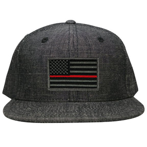 Washed Denim USA American Flag Embroidered Iron on Patch Snapback - BLK - Black Grey