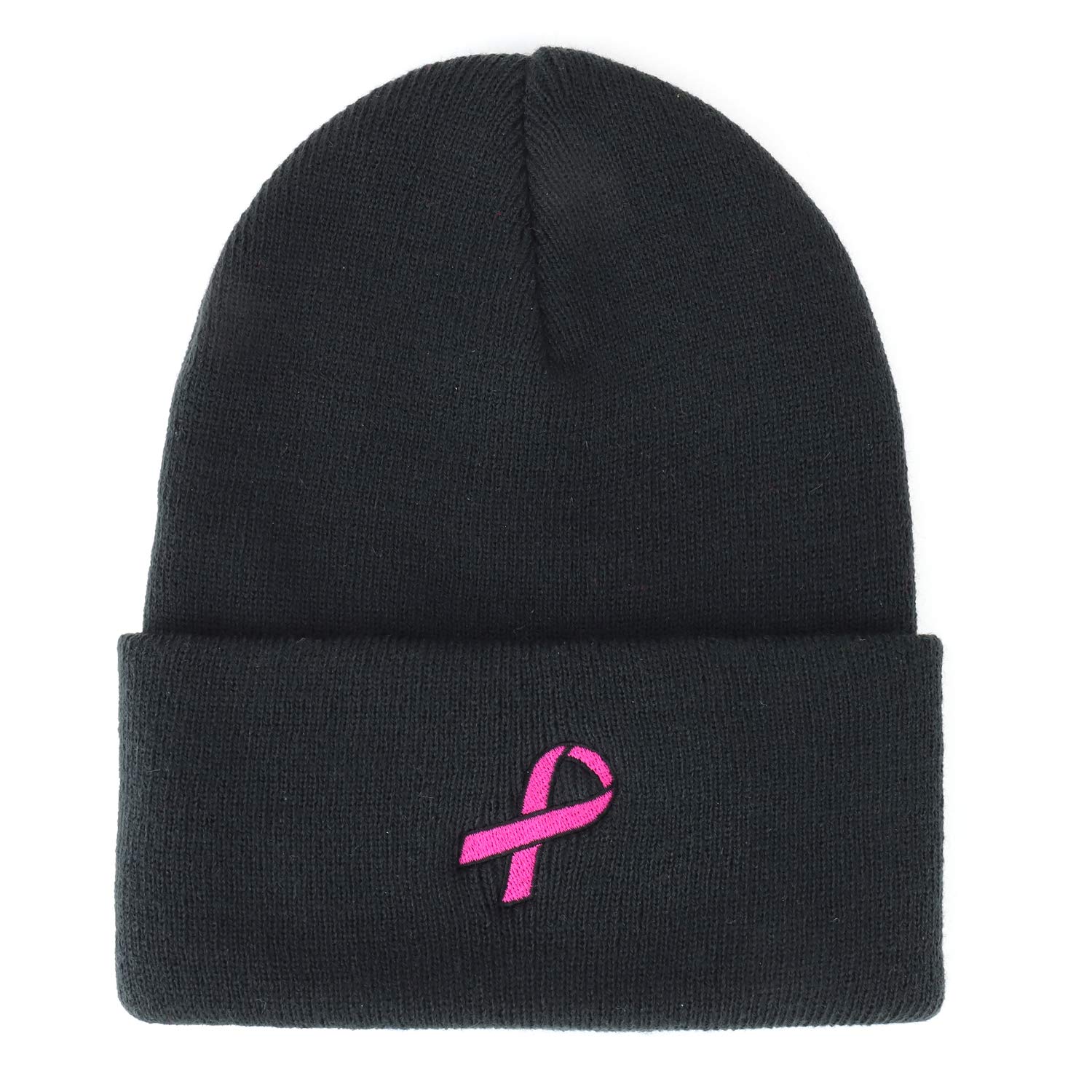 Armycrew Breast Cancer Awareness Pink Ribbon Embroidered Long Beanie