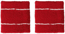 2 Pack Double Thin Striped Cotton Blend Terry Cloth Sweat Absorbing Wristband