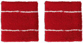 2 Pack Double Thin Striped Cotton Blend Terry Cloth Sweat Absorbing Wristband