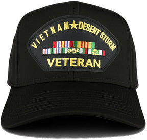 Armycrew Vietnam and Desert Storm Veteran Embroidered Patch Snapback Baseball Cap
