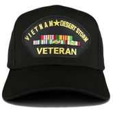 Armycrew Vietnam and Desert Storm Veteran Embroidered Patch Snapback Baseball Cap