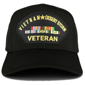 Armycrew Vietnam and Desert Storm Veteran Embroidered Patch Snapback Baseball Cap