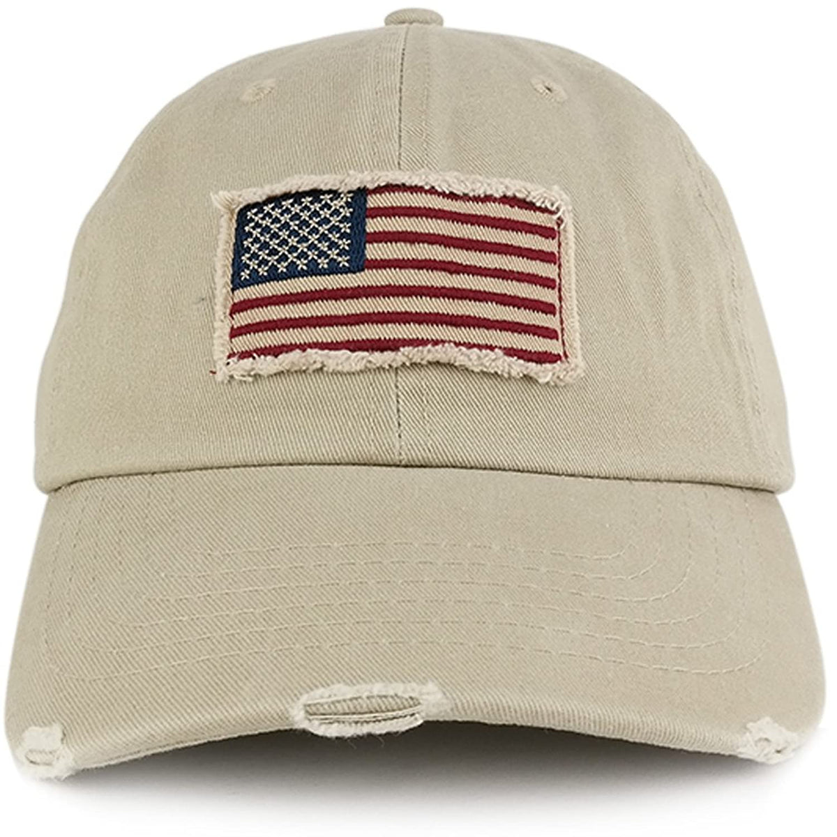 Armycrew Washed Frayed Bill USA American Flag Cotton Twill Baseball Cap