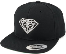 Flexfit Diamond Embroidered Flat Bill Snapback Cap - Black with Metallic Gold Thread