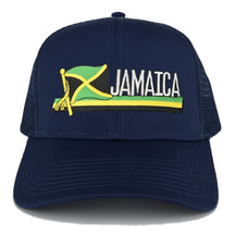 Jamaica Flag and Text Embroidered Cutout Iron on Patch Adjustable Mesh Trucker Cap