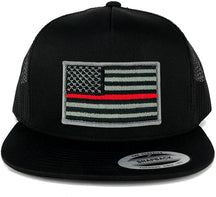 Flexfit 5 Panel American Flag Patched Snapback Mesh Cap - Black