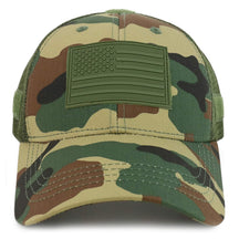 Armycrew US American Flag Olive Rubber 3D Tactical Patch Trucker Mesh Back Cap
