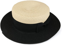 Armycrew Women's Two Tone Boater Straw Hat
