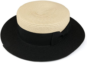 Armycrew Women's Two Tone Boater Straw Hat