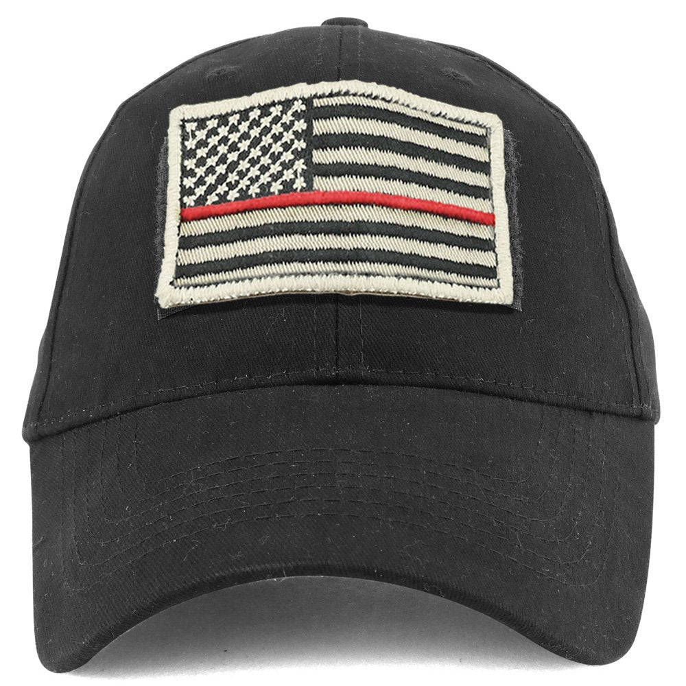 Armycrew USA Stone Thin Red Flag Tactical Patch Cotton Adjustable Baseball Cap