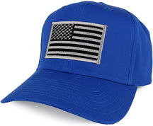 Armycrew XXL Oversize Black Grey USA American Flag Patch Solid Baseball Cap - Black