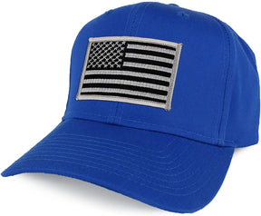 Armycrew XXL Oversize Black Grey USA American Flag Patch Solid Baseball Cap - Black