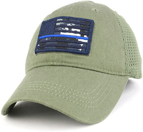 Armycrew USA Navy Thin Blue Flag Tactical Patch Cotton Adjustable Trucker Cap