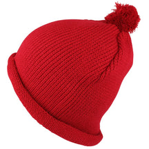 Armycrew Winter Solid Color Roll Up Knit Beanie Hat with Pom Pom