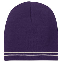 Two Tone Color Winter Short Stripe Beanie Hat