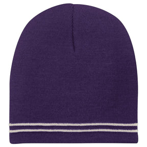 Two Tone Color Winter Short Stripe Beanie Hat