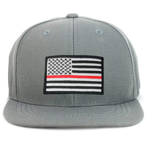 Armycrew Youth Kid Size Thin Red Line 2 American Flag Patch Flat Bill Snapback Baseball Cap