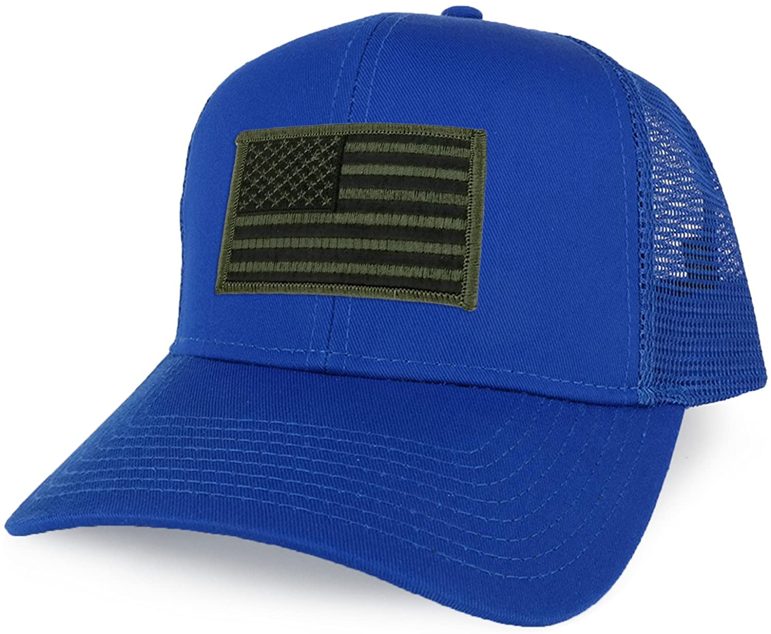 Armycrew XXL Oversize USA Flag Trucker Hat – Black/White Mesh Back – 2XL Snapback – Unisex