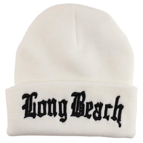 Armycrew Old English Font City Names Embroidered Cuff Long Beanie Hat