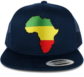 5 Panel Green Yellow Red Africa Map Embroidered Patch Flat Bill Mesh Snapback