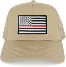 USA American Flag Embroidered Patch Snapback Mesh Trucker Cap - KHAKI