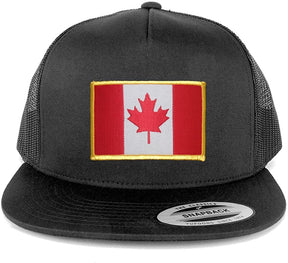 Flexfit 5 Panel Canada Flag Embroidered Iron On Patch Snapback Mesh Trucker Cap