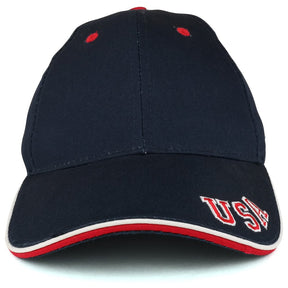 USA Embroidered Sandwich Bill Baseball Cap