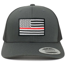 Armycrew American Flag Patch Snapback Trucker Mesh Cap - Charcoal