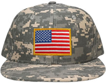 Armycrew Flat Bill Digital Camo American Flag Patch Snapback Cap - ACU - Black Grey