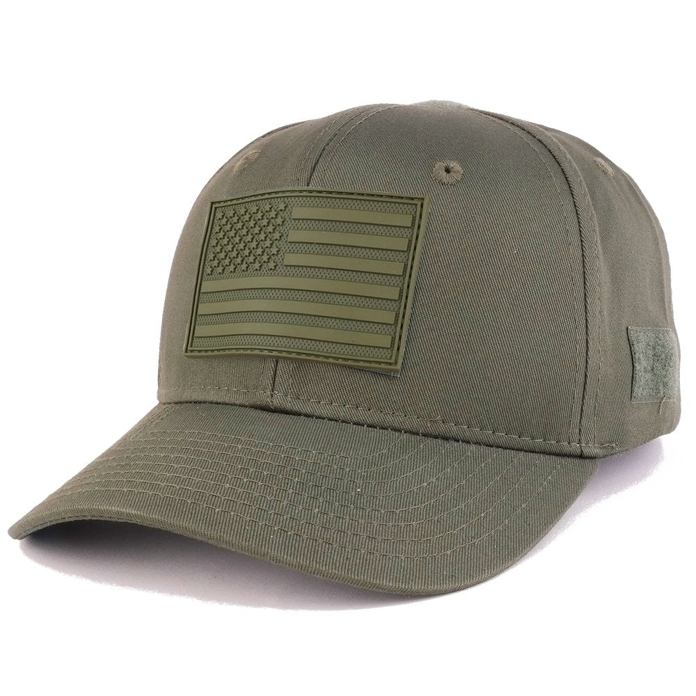 Armycrew Olive USA American Flag 3-D Rubber Tactical Patch Adjustable Structured Operator Cap